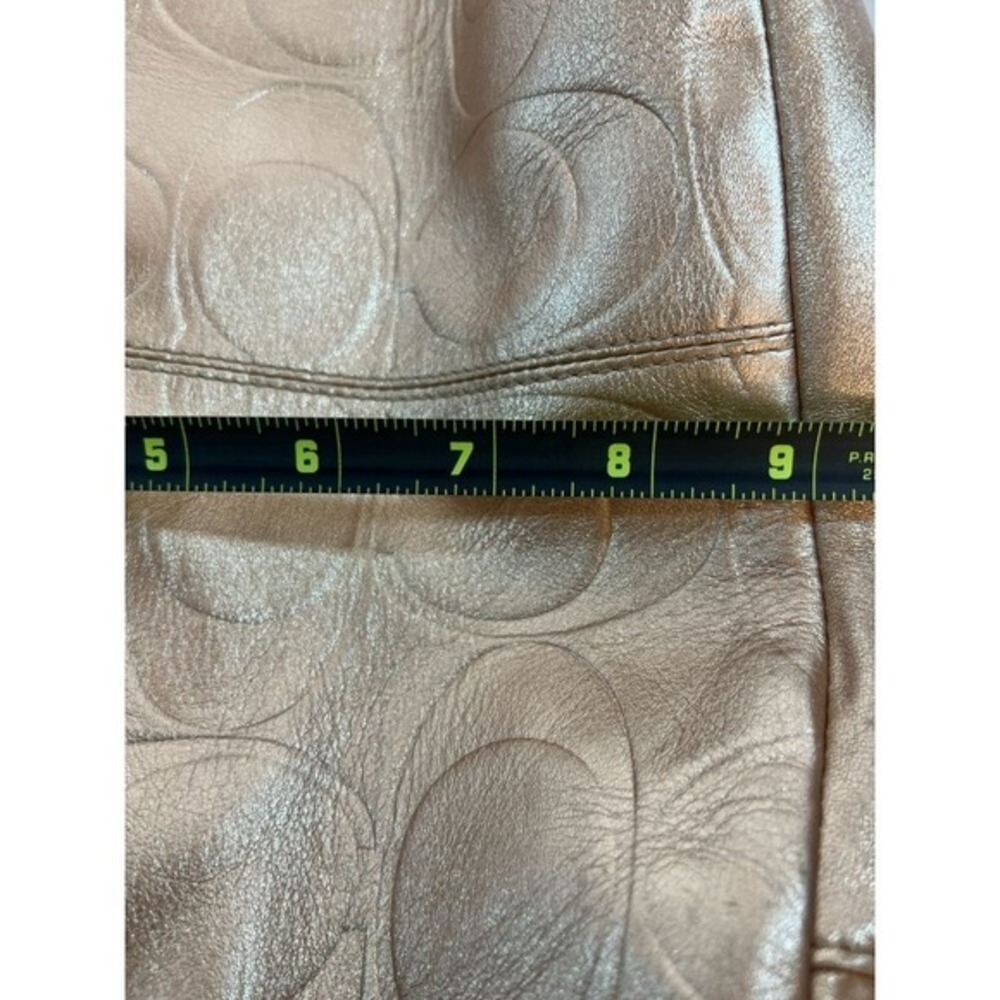 Coach East West Embossed Signature Gold Metallic Shoulder Bag Tote Purse - Picture 6 of 16